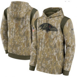 Men Baltimore Ravens Nike Camo 2021 Salute To Service Therma Performance Pullover Hoodie
