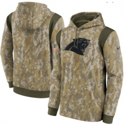 Men Carolina Panthers Nike Camo 2021 Salute To Service Therma Performance Pullover Hoodie