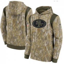 Men San Francisco 49ers Nike Camo 2021 Salute To Service Therma Performance Pullover Hoodie