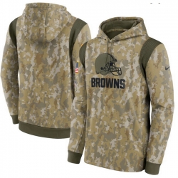 Men Cleveland Browns Nike Camo 2021 Salute To Service Therma Performance Pullover Hoodie
