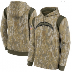 Men Los Angeles Chargers Nike Camo 2021 Salute To Service Therma Performance Pullover Hoodie