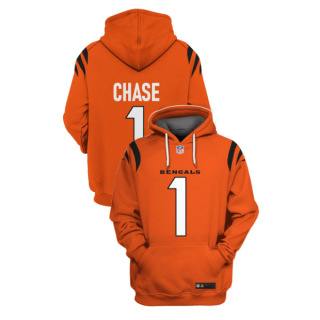 Men's Orange Cincinnati Bengals #1 Ja'Marr Chase 2021 Pullover Hoodie