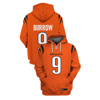 Men's Orange Cincinnati Bengals #9 Joe Burrow 2021 Pullover Hoodie