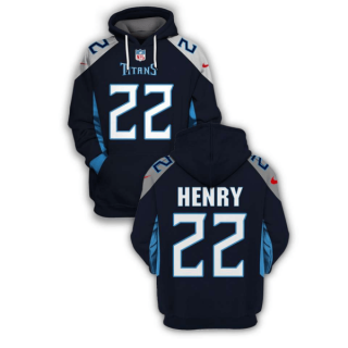 Men's Navy Tennessee Titans #22 Derrick Henry 2021 Pullover Hoodie
