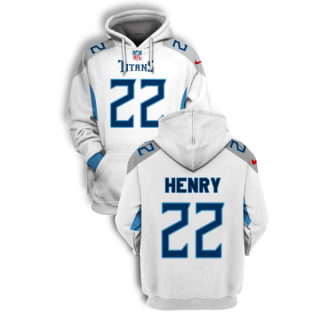 Men's White Tennessee Titans #22 Derrick Henry 2021 Pullover Hoodie