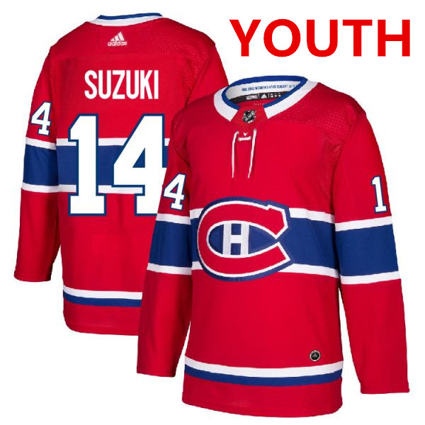 Youth Montreal Canadiens #14 Nick Suzuki Red Stitched NHL Jersey