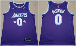 Men's Purple Los Angeles Lakers #0 Russell Westbrook bibigo City Edition Stitched