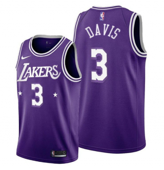 Men's Purple Los Angeles Lakers #3 Anthony Davis 2021-22 City Edition Stitched Jersey