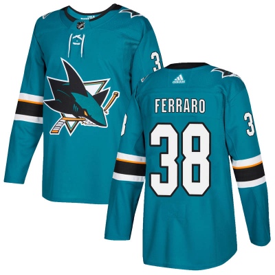 Men's San Jose Sharks #38 Mario Ferraro Adidas Home Authentic Teal Jersey
