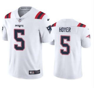 Men's New England Patriots #5 Brian Hoyer White 2021 Vapor Untouchable Limited Stitched Jersey