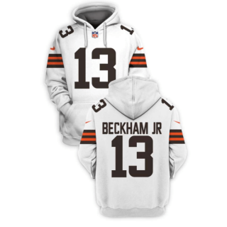 Men's Cleveland Browns #13 Odell Beckham Jr. White 2021 Pullover Hoodie