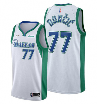 Men's Dallas Mavericks #77 Luka Doncic 75th Anniversary City Edition White Stitched Basketball Jersey