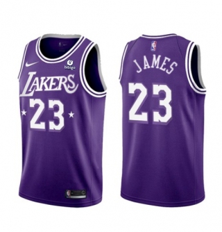Men's Los Angeles Lakers #23 LeBron James Purple 2021-22 City Edition Stitched Jersey