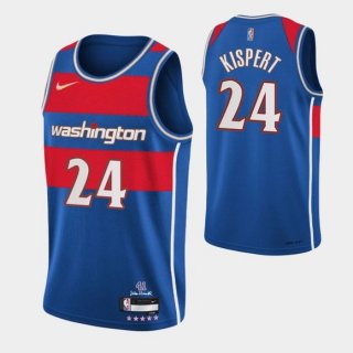 Men's Washington Wizards #24 Corey Kispert Blue 75th Anniversary 2021-2022 City Edition Swingman Stitched Jersey
