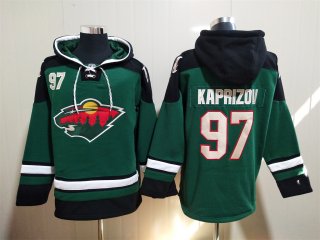 Men's Minnesota Wild #97 Kirill Kaprizov Ageless Green Must-Have Lace-Up Pullover Hoodie Men's Minnesota Wild #97 Kirill Kaprizov Ageless Green Must-Have Lace-Up Pullover Hoodie