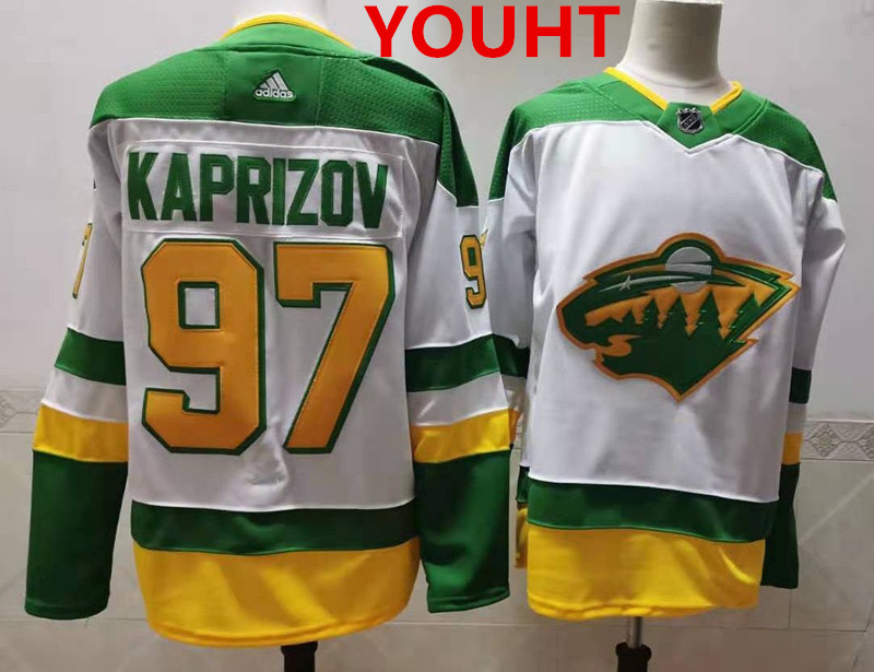 Youth Minnesota Wild #97 Kirill Kaprizov 2021 White Retro Stitched NHL Jersey