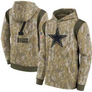 Men's Dallas Cowboys #7 Trevon Diggs Camo 2021 Salute To Service Therma Performance Pullover Hoodie