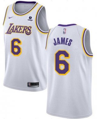 Men's Los Angeles Lakers #6 LeBron James White Stitched Basketball Jersey Men's Los Angeles Lakers #6 LeBron James White Stitched Basketball Jersey