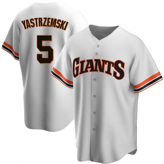 Mens San Francisco Giants #5 Mike Yastrzemski White Home Cooperstown Collection Jersey