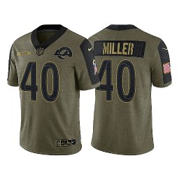 Men's Los Angeles Rams #40 Von Miller 2021 Salute To Service Olive Jersey