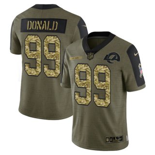 Men's Olive Los Angeles Rams #99 Aaron Donald 2021 Camo Salute To Service Limited Stitched Jersey