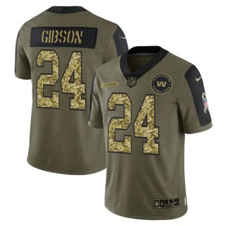 Men's Olive Washington Football Team #24 Antonio Gibson 2021 Camo Salute To Service Limited Stitched Jersey