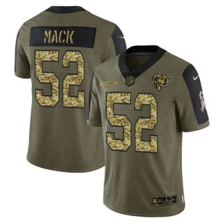 Men's Olive Chicago Bears #52 Khalil Mack 2021 Camo Salute To Service Limited Stitched Jersey