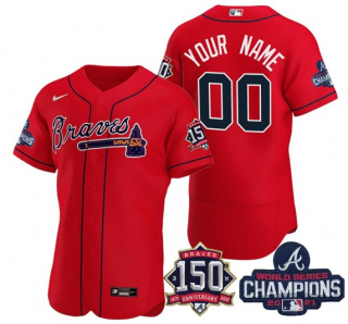Men's Red Atlanta Braves ACTIVE PLAYER Custom 2021 World Series Champions With 150th Anniversary Flex Base Stitched Jersey Men's Red Atlanta Braves ACTIVE PLAYER Custom 2021 World Series Champions With 150th Anniversary Flex Base Stitched Jersey