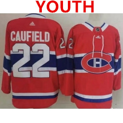 Youth Montreal Canadiens #22 Cole Caufield Red Stitched NHL Jersey