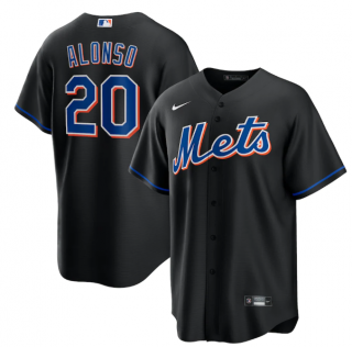 Men's New York Mets #20 Pete Alonso Black 2022 Cool Base Stitched Baseball Jersey