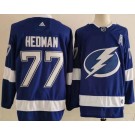 Men's Tampa Bay Lightning #77 Victor Hedman Blue Authentic Jersey