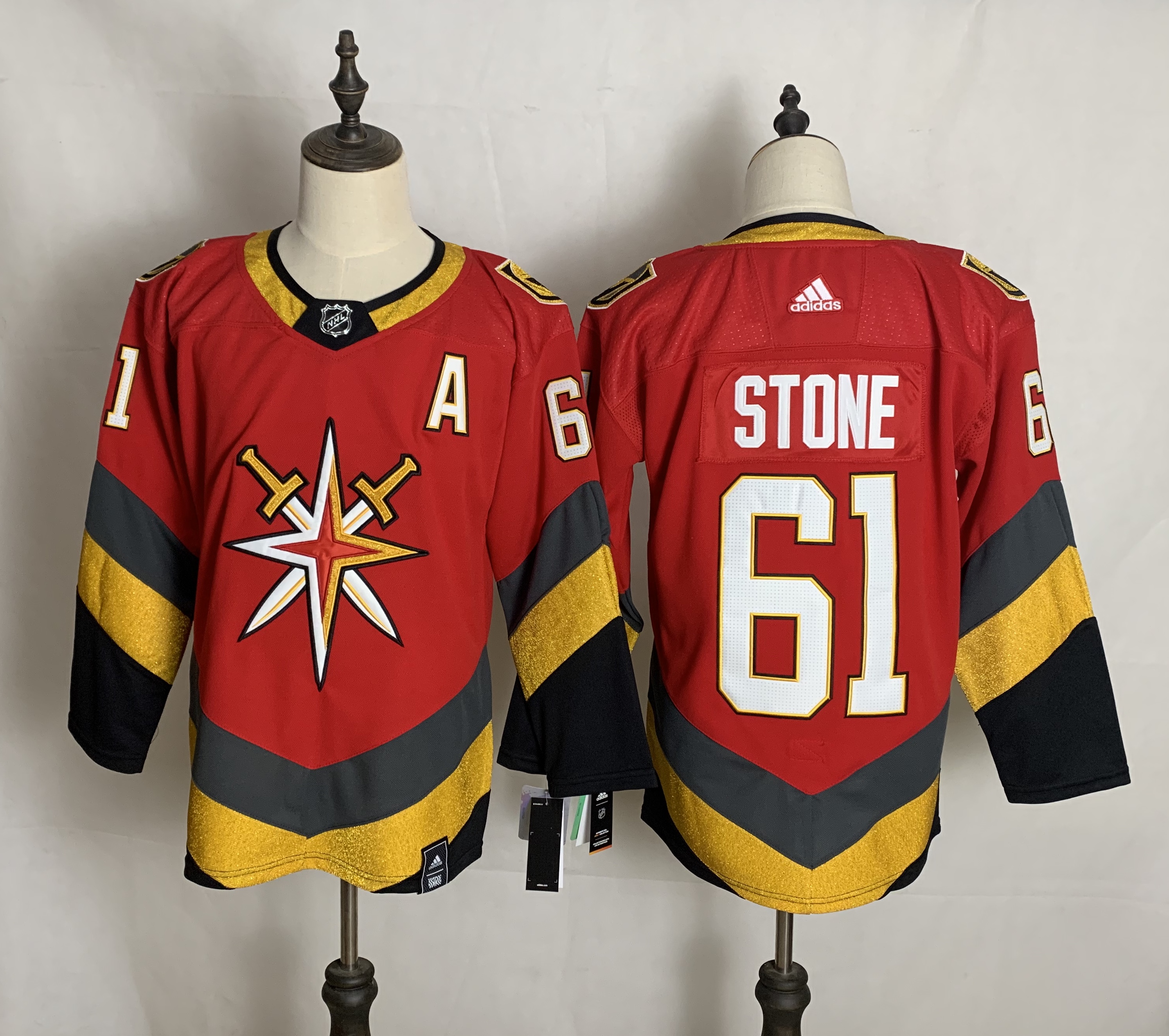 Men's Vegas Golden Knights #61 Mark Stone Red Adidas 2020-21 Alternate Authentic Player NHL Jersey