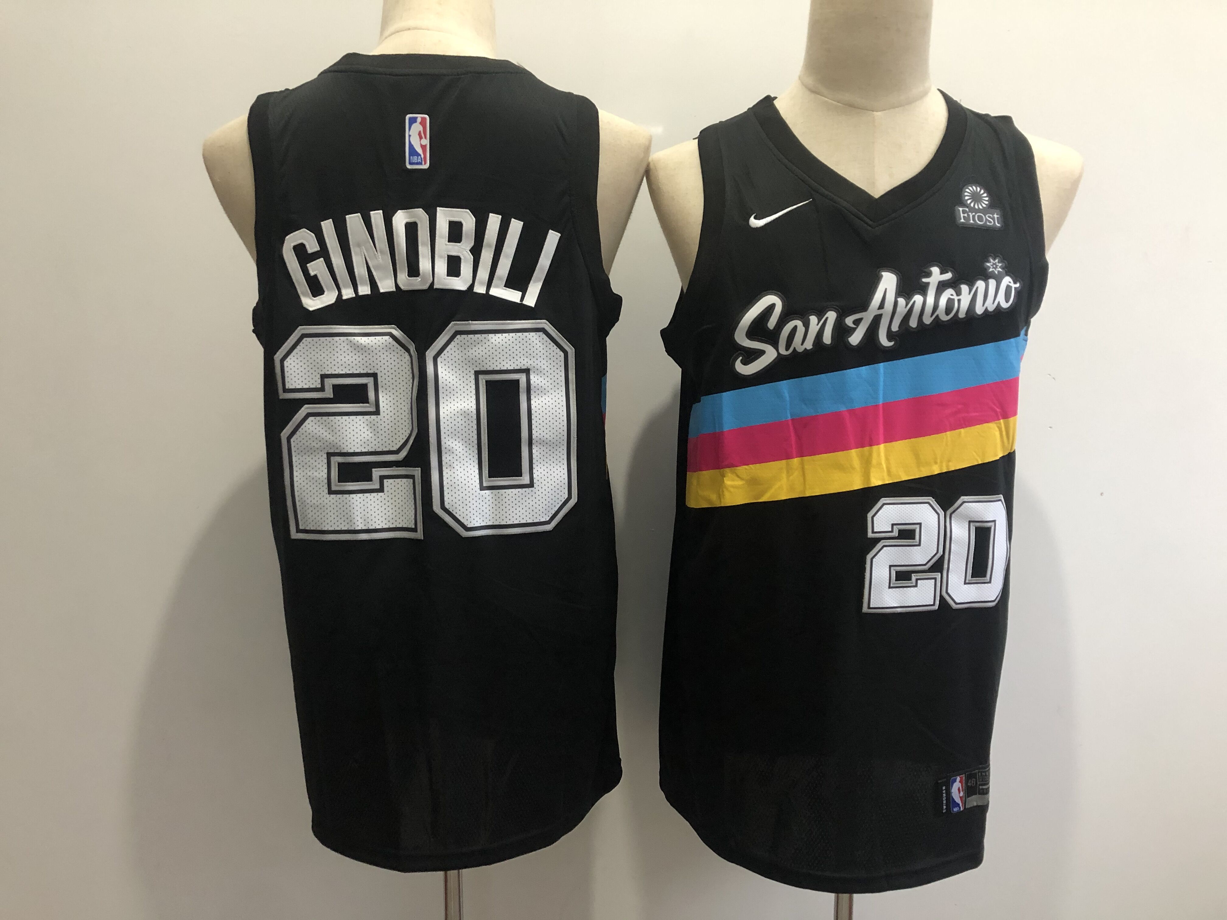 Men's San Antonio Spurs #20 Manu Ginobili Black 2021 Nike City Edition Swingman Stitched NBA Jersey With The NEW Sponsor Logo
