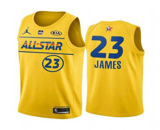 Men's 2021 All-Star #23 LeBron James Yellow Western Conference Stitched NBA Jersey