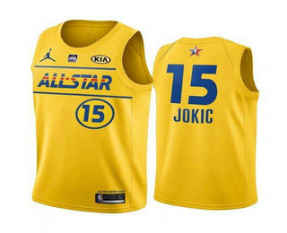 Men's 2021 All-Star #15 ikola Jokic Yellow Western Conference Stitched NBA Jersey