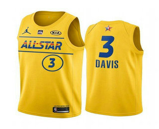 Men's 2021 All-Star #3 Anthony Davis Yellow Western Conference Stitched NBA Jersey