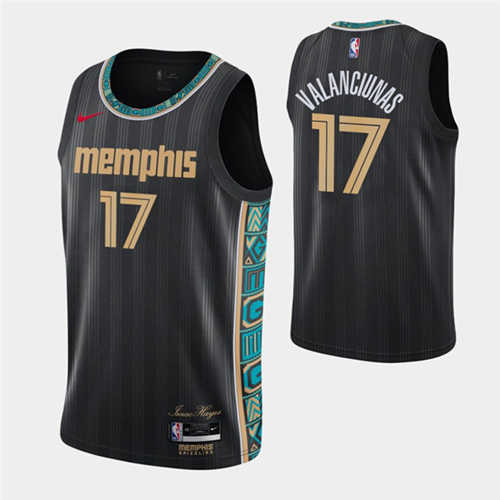 Men's Memphis Grizzlies #17 Jonas Valanciunas 2020-21 Black City Edition Stitched NBA Jersey