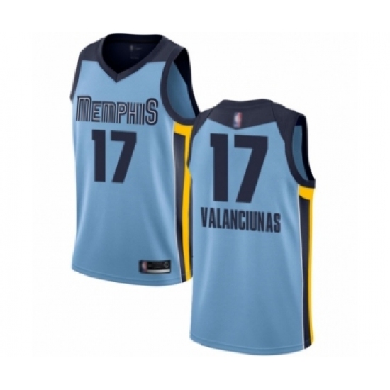Men's Memphis Grizzlies #17 Jonas Valanciunas Authentic Light Blue Basketball Jersey Statement Edition Men's Memphis Grizzlies #17 Jonas Valanciunas Authentic Light Blue Basketball Jersey Statement Edition