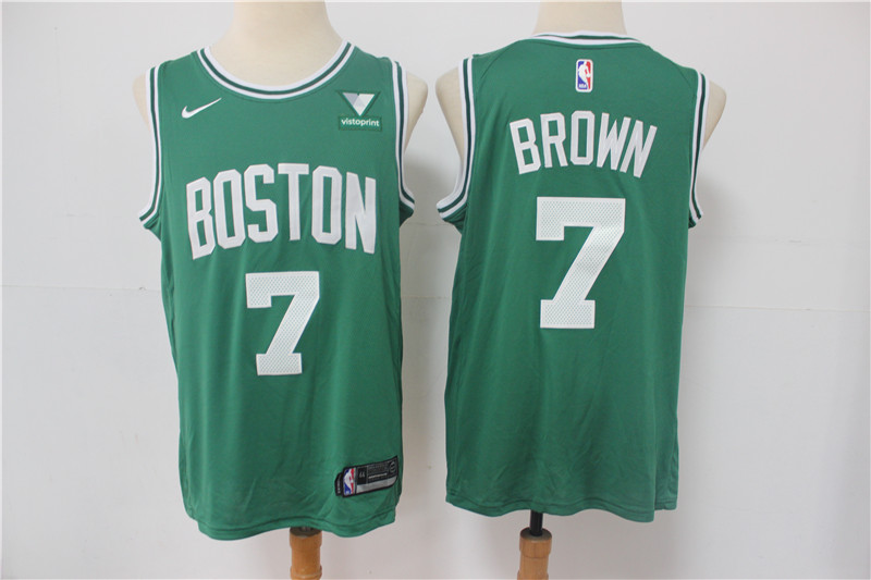 Men's Boston Celtics #7 Jaylen Brown Green 2021 Nike Swingman Stitched NBA Jersey With NEW Sponsor Logo