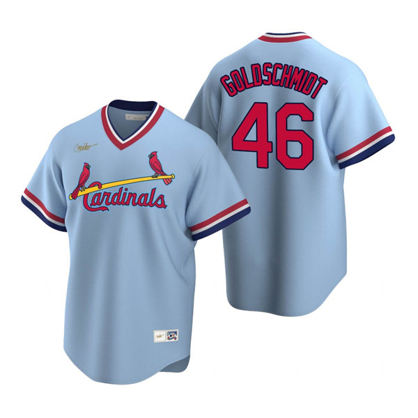 Men's St. Louis Cardinals #46 Paul Goldschmidt Nike Light Blue MLB Cooperstown Collection Baseball Jersey