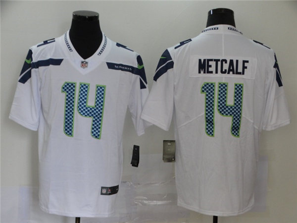 Men's Seattle Seahawks #14 DK Metcalf Nike White Vapor Limited Jersey