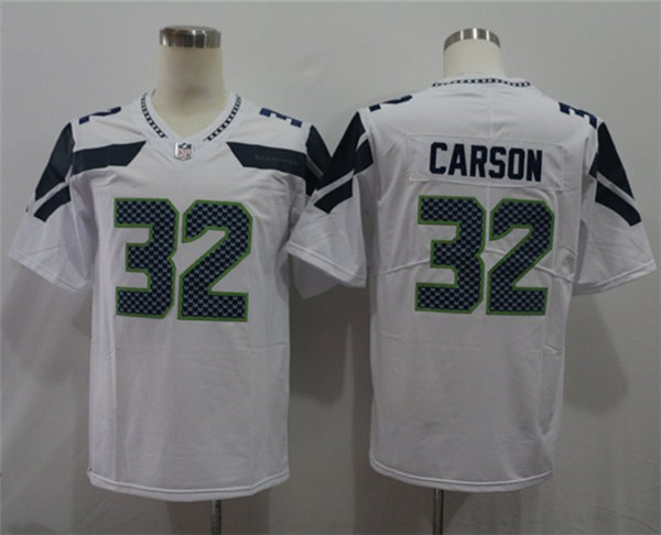 Men's Seattle Seahawks #32 Chris Carson Nike White Vapor Limited Jersey