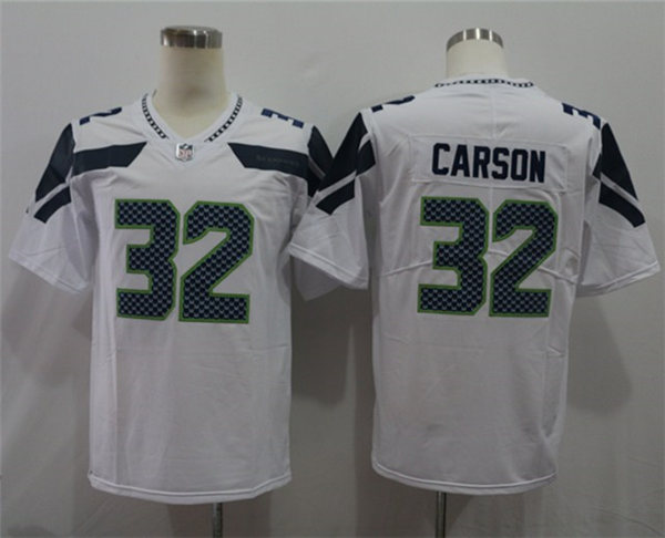 Men's Seattle Seahawks #32 Chris Carson Nike White Vapor Limited Jersey