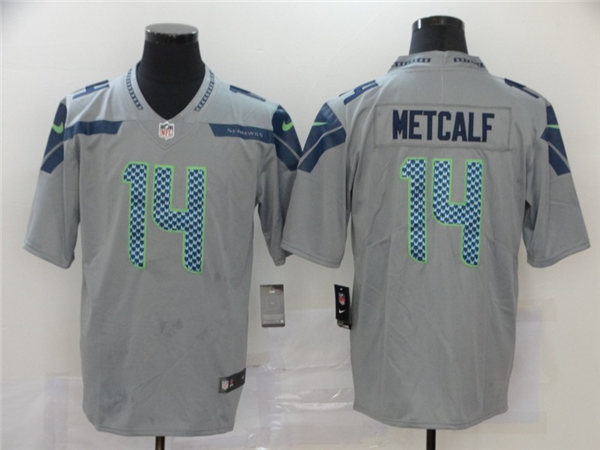 Men's Seattle Seahawks #14 DK Metcalf Nike Gray Alternate Vapor Limited Jersey