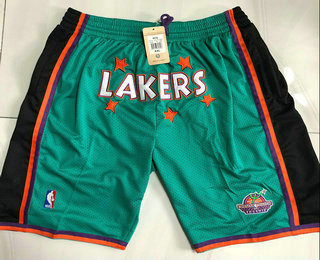 Men's Los Angeles Lakers Green Just Don Swingman Throwback Shorts Men's Los Angeles Lakers Green Just Don Swingman Throwback Shorts