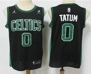 Men's Boston Celtics #0 Jayson Tatum Black 2021 Brand Jordan Swingman Stitched NBA Jersey With NEW Sponsor Logo