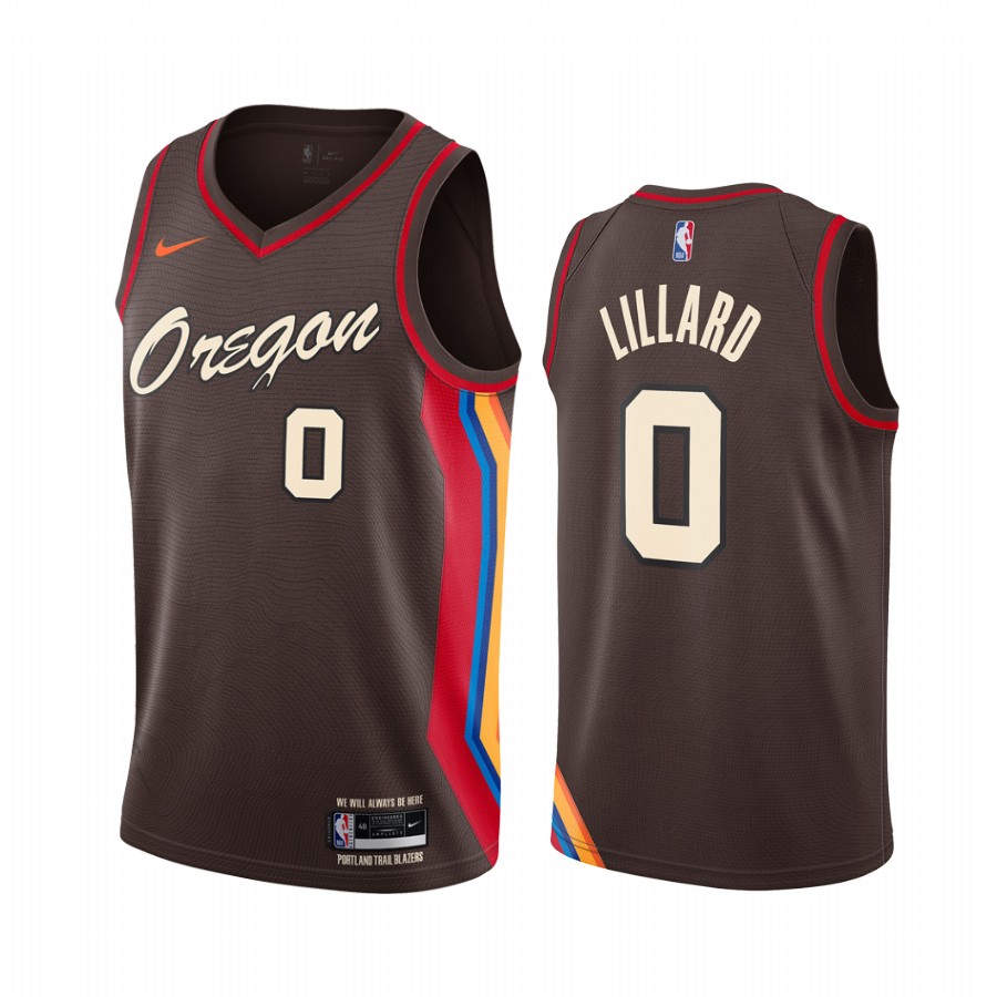 Nike Blazers #0 Damian Lillard Chocolate NBA Swingman 2020-21 City Edition Jersey