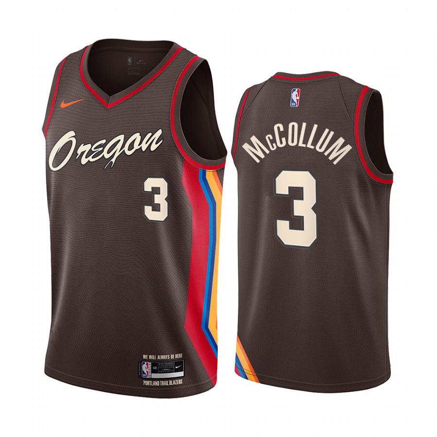 Nike Blazers #3 C.J. McCollum Chocolate NBA Swingman 2020-21 City Edition Jersey