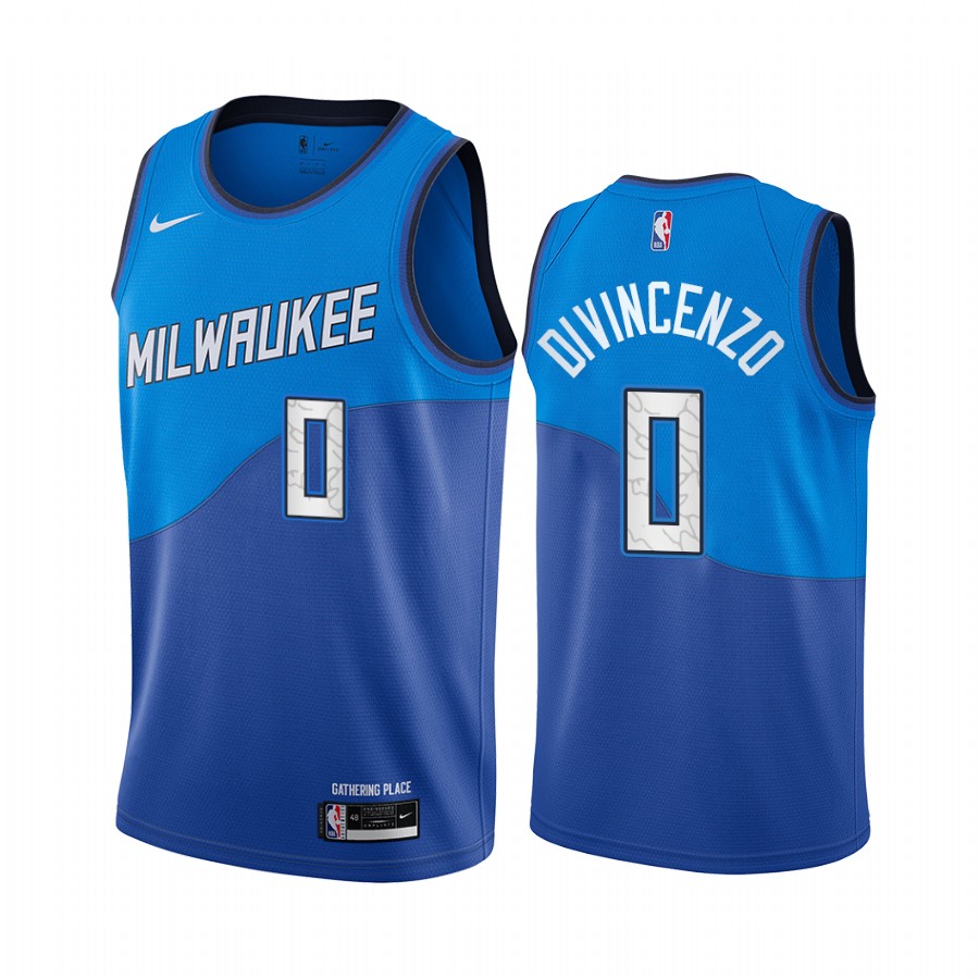 Nike Bucks #0 Donte Divincenzo Blue NBA Swingman 2020-21 City Edition Jersey