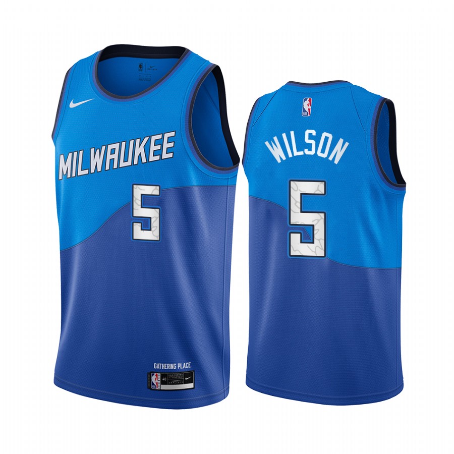 Nike Bucks #5 D.J. Wilson Blue NBA Swingman 2020-21 City Edition Jersey